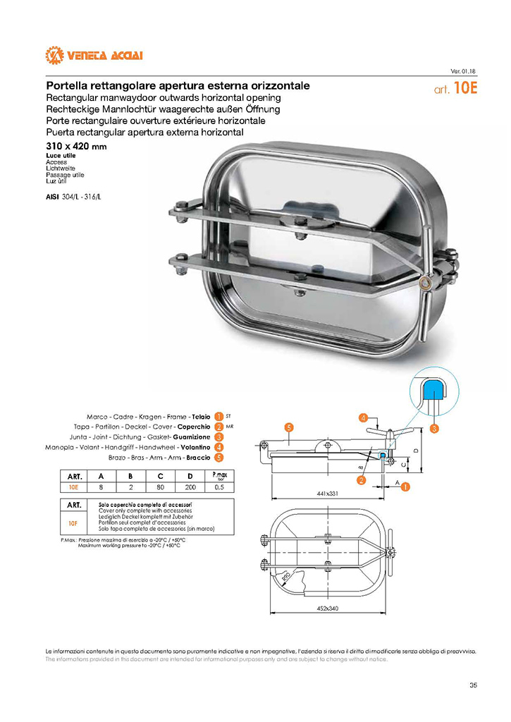 Escotilla de acero para tanques