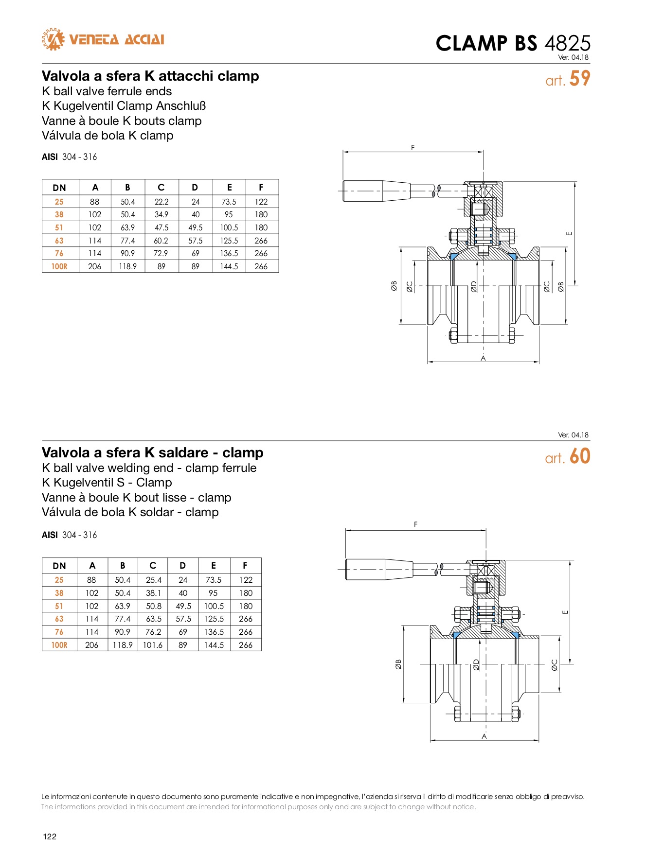 Válvula de bola K clamp